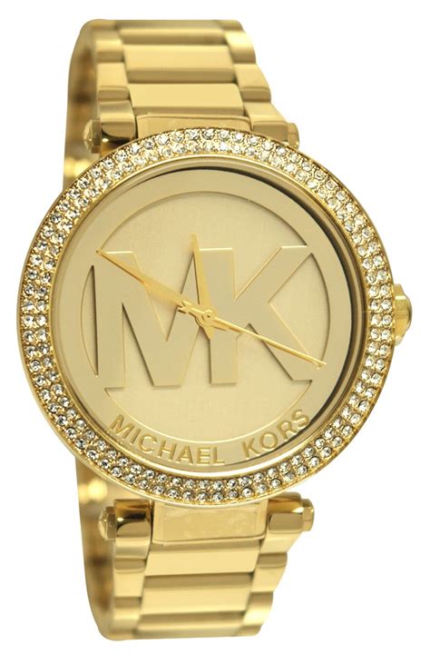 michael kors mk logo gold watch|Michael Kors gold watch sale.